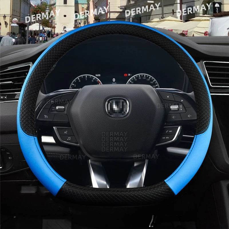 Changan Sports Microfiber Leather Steering Wheel Cover - A- Blue