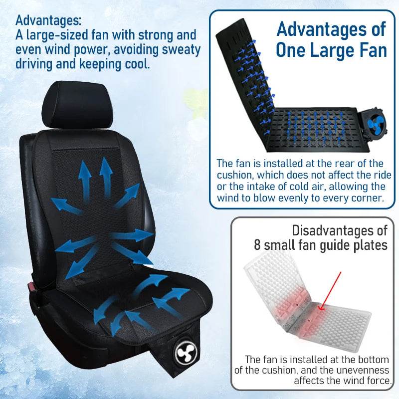 DC 12V Car Seat Cooling Cushion for Summer - 1pcs Black