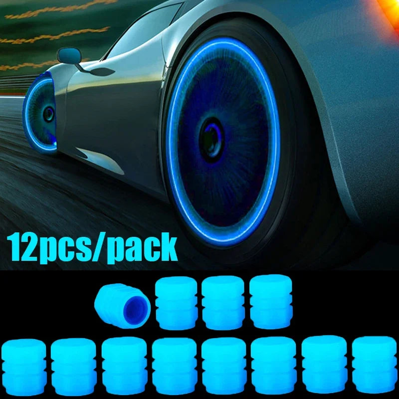 4/16pcs Luminous Valve Caps Car Fluorescent Tire Valves Cap Glow in The Dark Car Motorcycle Bike Wheel Plug Tyre Hub Cover Decor - Carmoods