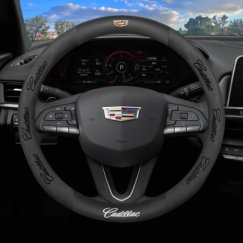 Cadillac Steering Wheel Cover - Leather Black