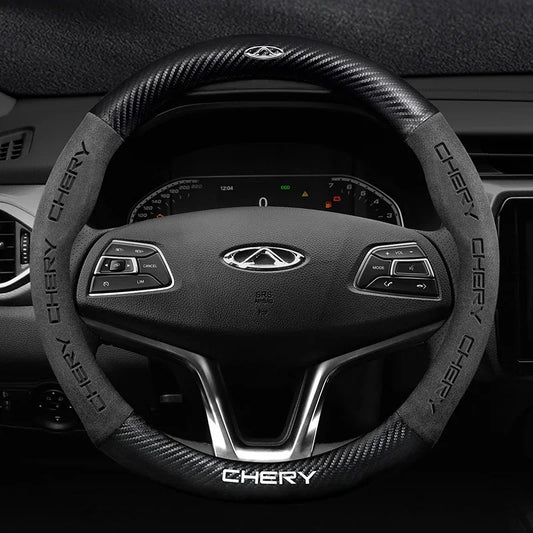 Buckskin Carbon Fiber Steering Wheel Cover for Chery Tiggo 7 8 Pro