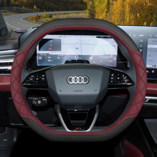 Leather Car Steering Wheel Cover for Audi Q3 Q5 A3 A5 RS3 Q7 A6 SQ5 S3 A5L 2025 2026 Accessories