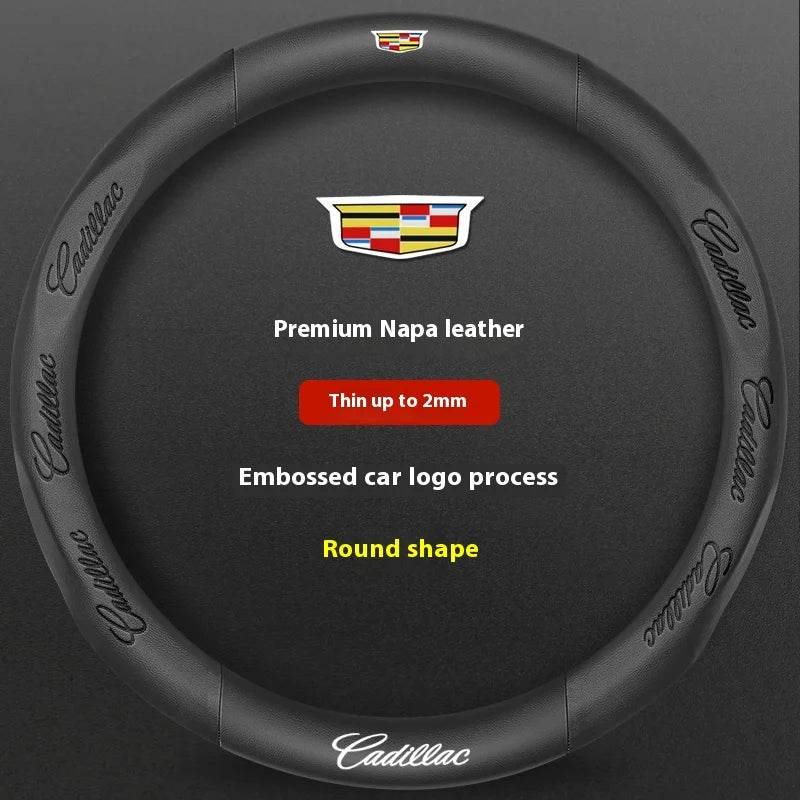 Cadillac Steering Wheel Cover - Leather Black
