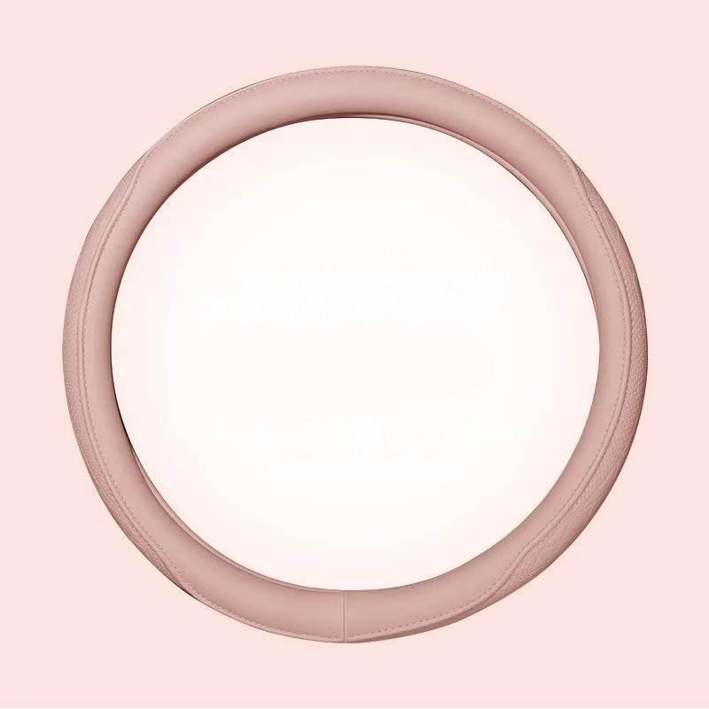 Leather Car Steering Wheel Cover – Universal Fit, 15 Inch (38 cm) - Pink
