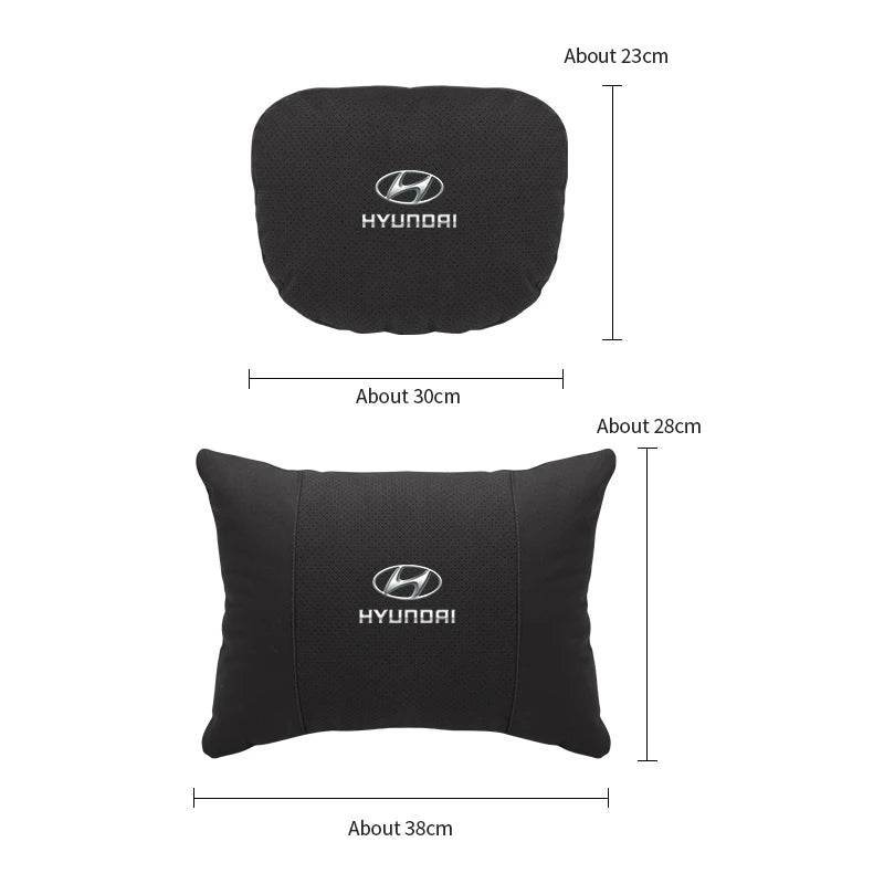 Hyundai Breathable Suede Neck Pillow for Accent, Elantra, Tucson, Sonata, Kona & More - headrest 1pc white