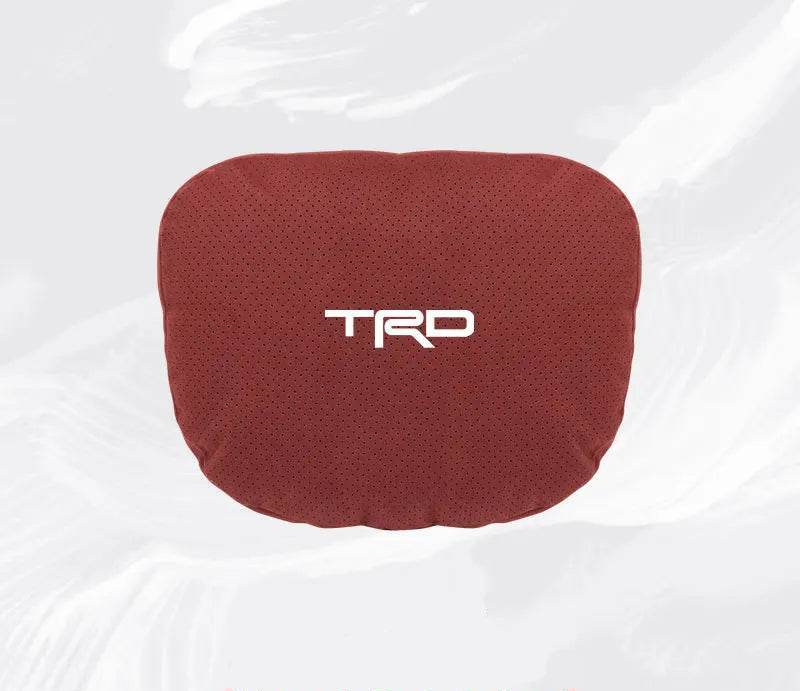 TRD Suede Car Neck Pillow for Toyota Corolla, Yaris, Camry, Prius & More - headrest red