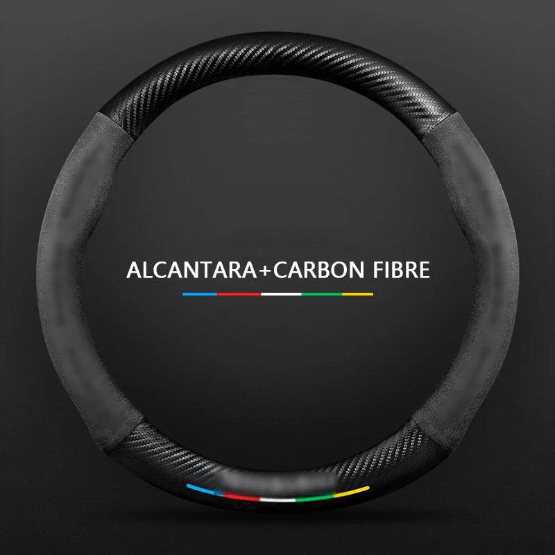 Mercedes Benz Carbon Fiber Leather Car Steering Wheel Cover -