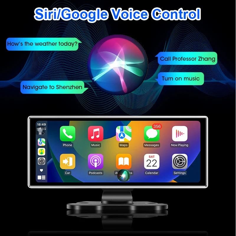 10"/11.26" 4K Dash Cam Car DVR with Wireless CarPlay & Android Auto – GPS Navigation, Dual Lens, WiFi, FM, AUX
