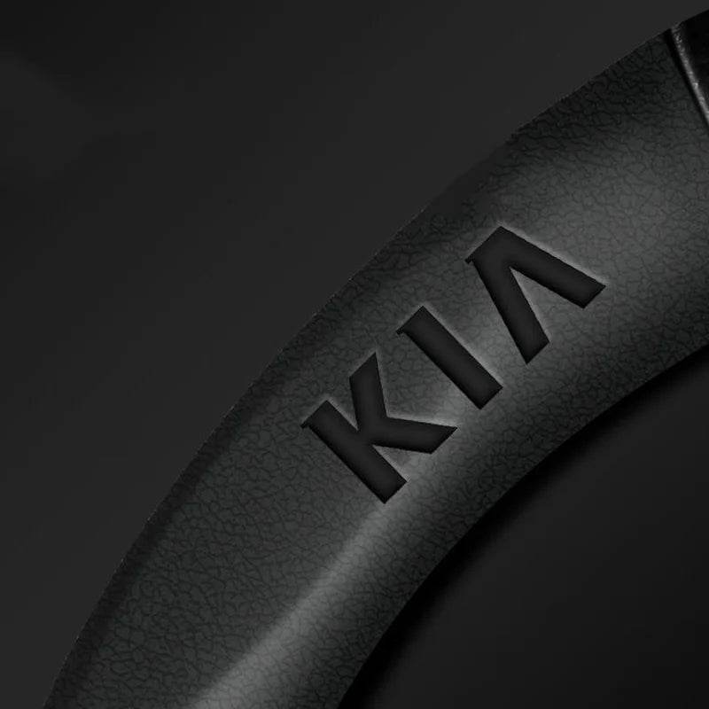 Kia Leather Steering Wheel Cover - black D-shape