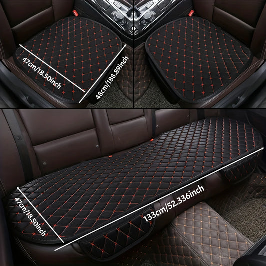 3Pcs Universal Cotton Linen Car Seat Cover Set - All Season