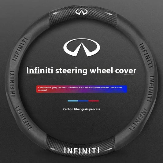 Infiniti Carbon Fiber Leather Steering Wheel Cover - O Leather Red