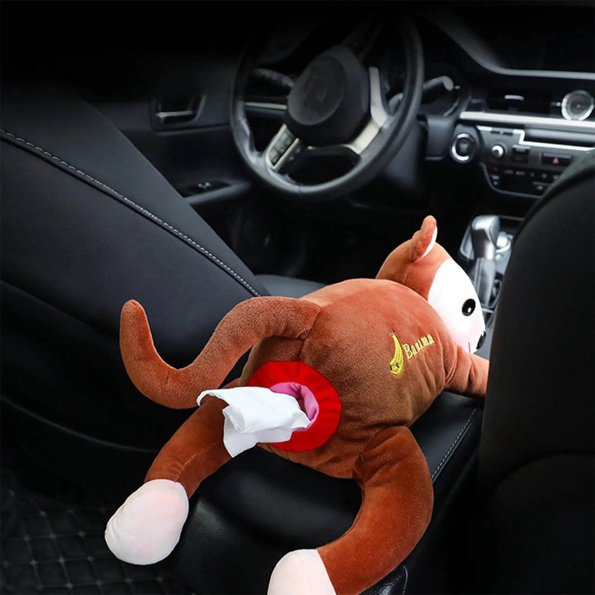 Monkey Hanging Tissue Box - Pink