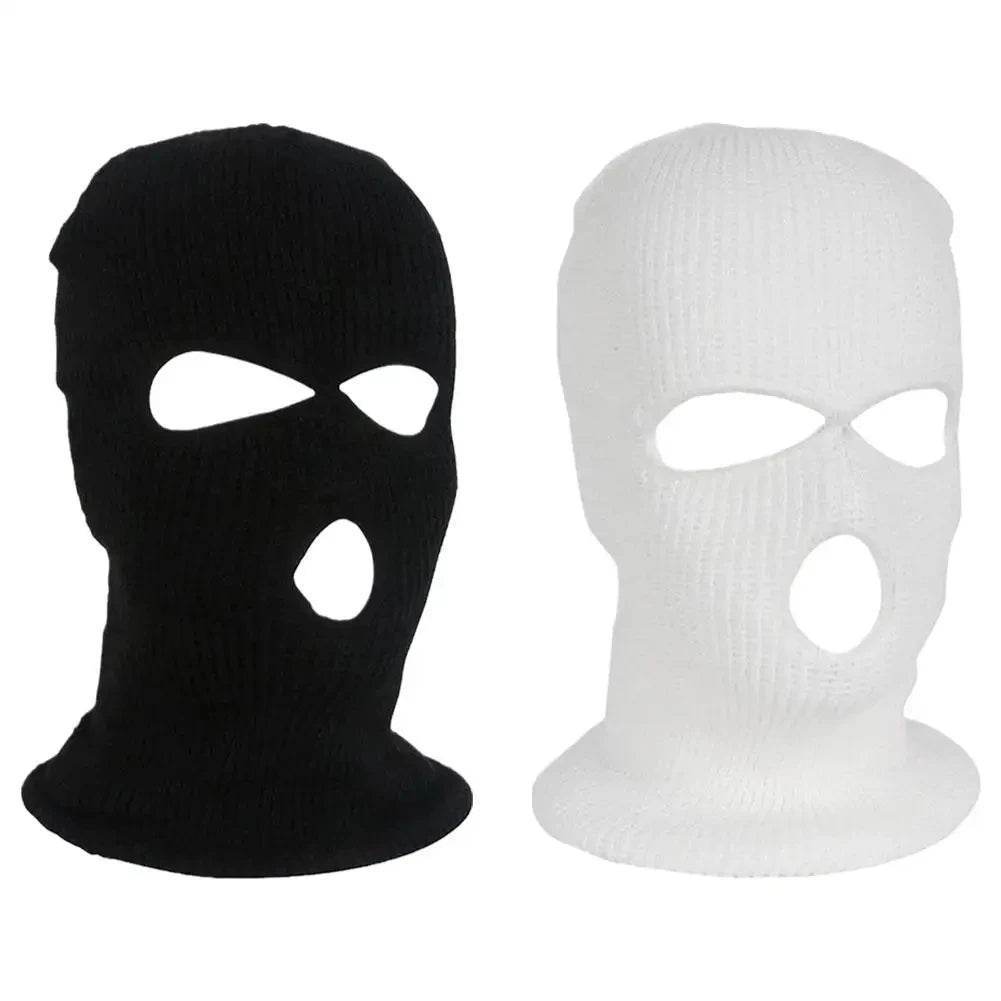 3-Hole Funny Car Seat Headrest Cover – Full Face Ski Mask Design - White