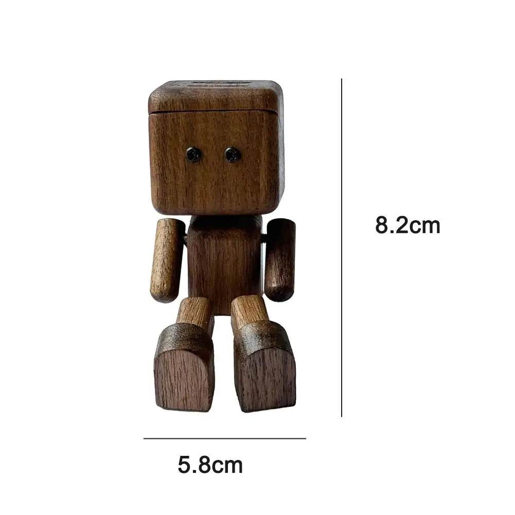 Wooden Leg-Shaking Car Ornament – Cute Robot Fragrance Doll - A