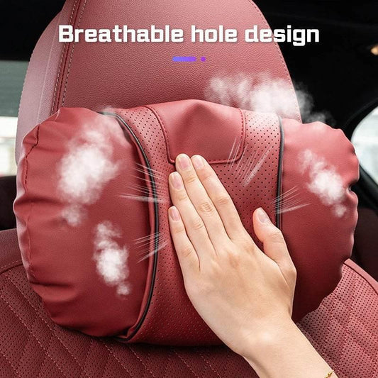 Subaru Leather Car Neck Pillow & Lumbar Support - headrest white