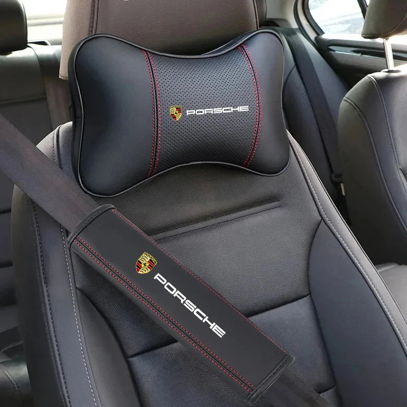 Porsche Cayenne Panamera Macan 911 718 Cayman 918 Pajun Car Headrest Neck Pillow Seat Belt Shoulder Protection Pad Accessory