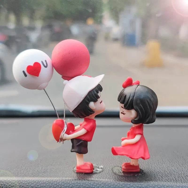 Cute Couple Dashboard Ornaments โ Cartoon Kissing Figurines for Car Interior Decoration - Decoration balloons