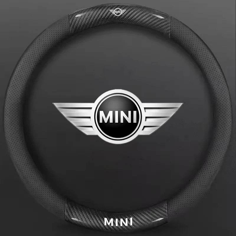 MINI Cooper Carbon Fiber Leather Steering Wheel Cover β Fits JCW R54 R55 R56 R60 F54 F55 F56 F57 Clubman & Countryman - Carbon Off-white
