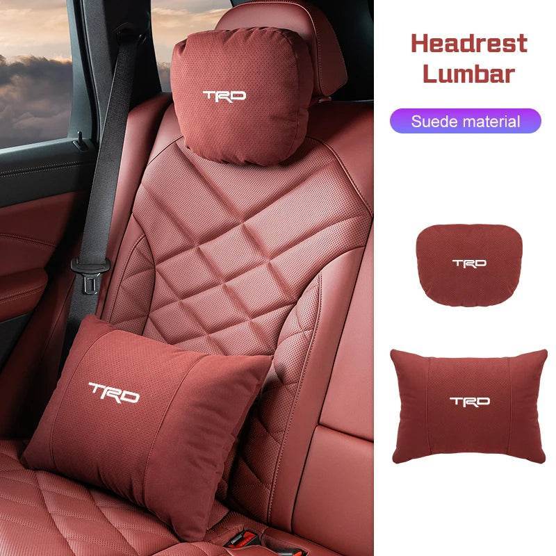 TRD Suede Car Neck Pillow for Toyota Corolla, Yaris, Camry, Prius & More - headrest 1pc black