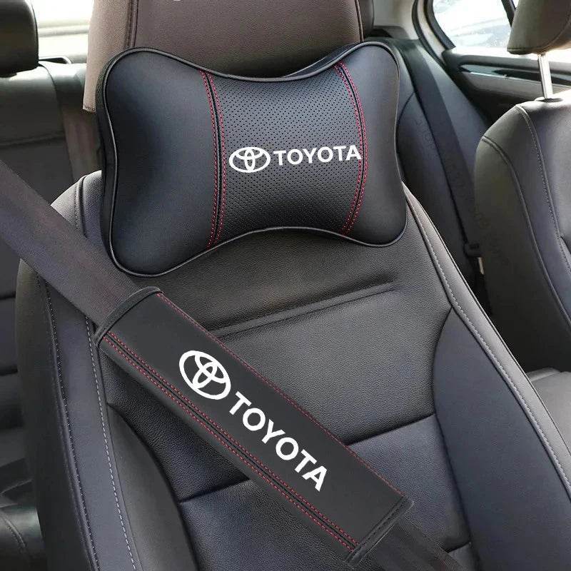Toyota Neck Pillow and Seat Belt Shoulder Pads - Camry Auris Corolla Yaris Aygo RAV4 Prius Hilux Avensis Land Cruiser - 2Pcs-For Toyota 1