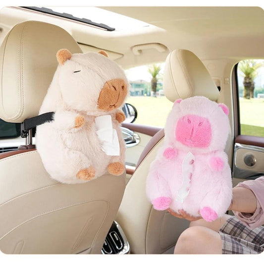 Capybara Plush Hanging Car Tissue Box Holder Backseat Organizer