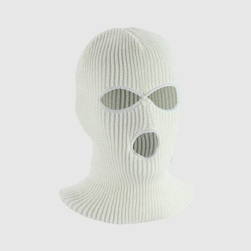 3-Hole Funny Car Seat Headrest Cover – Full Face Ski Mask Design - White