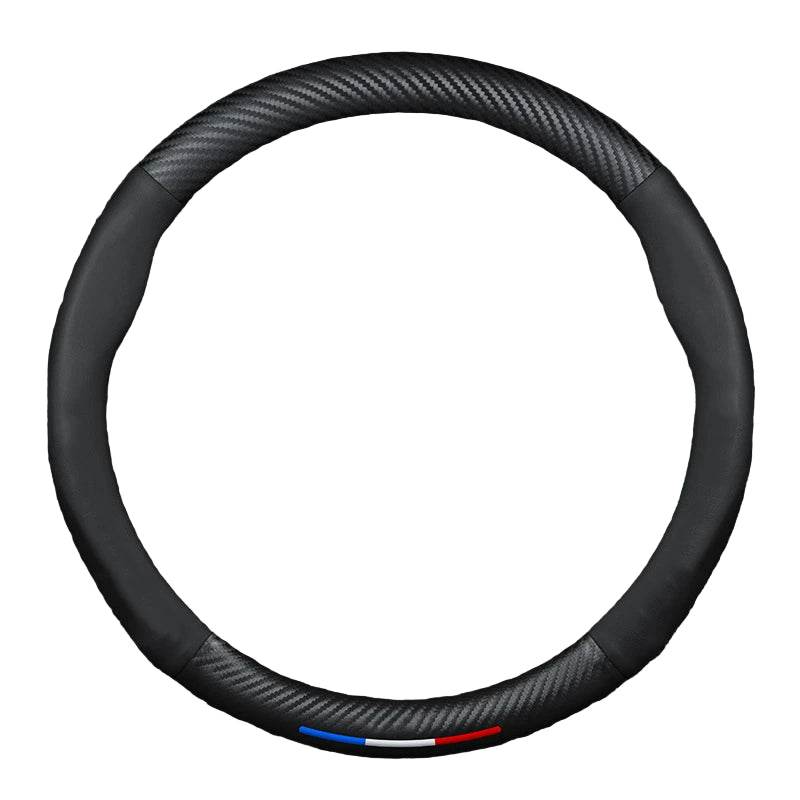 Mazda Carbon Fiber & Leather Steering Wheel Cover - Brown