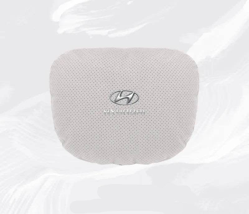 Hyundai Breathable Suede Neck Pillow for Accent, Elantra, Tucson, Sonata, Kona & More - headrest 1pc white