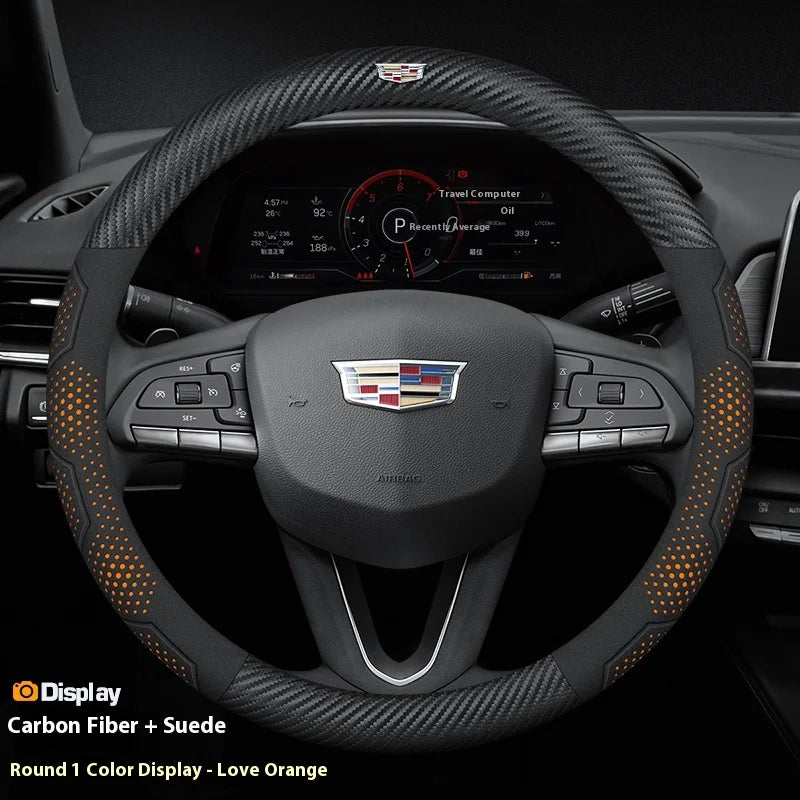 Cadillac Carbon Fiber Leather Steering Wheel Cover