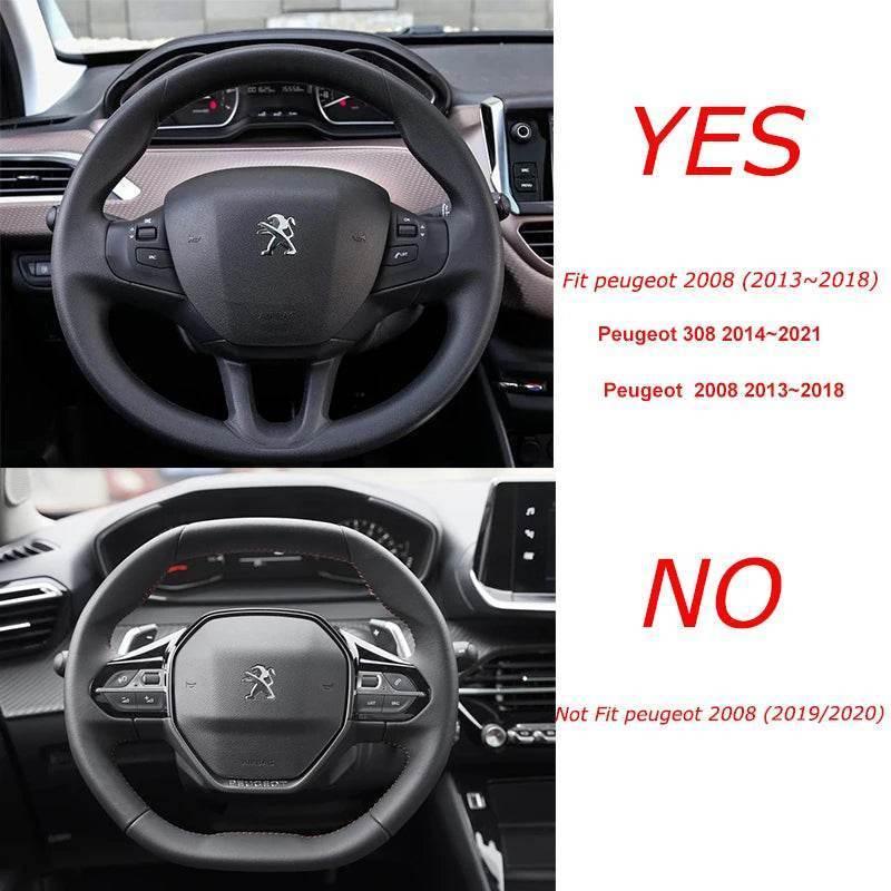 Peugeot Carbon Fiber Leather Steering Wheel Cover - Black