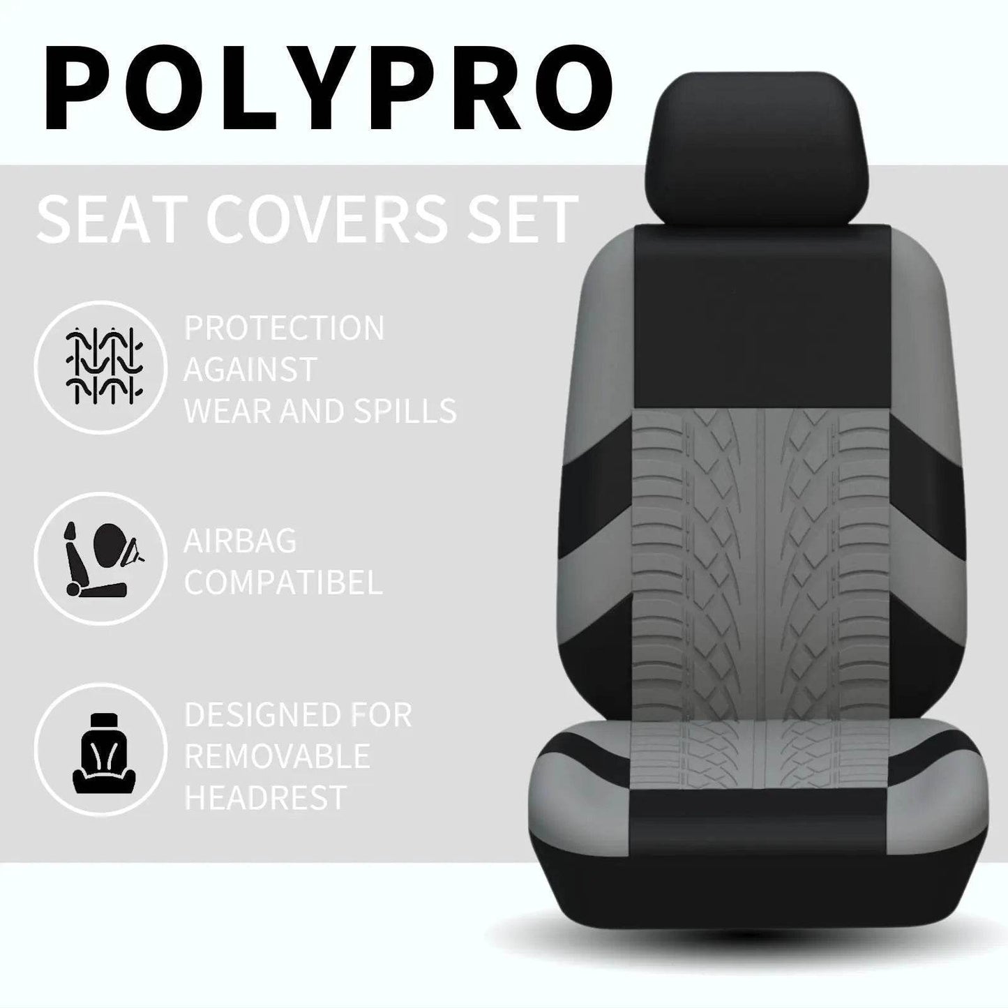 Universal Full Car Seat Covers - Y33376-BEIGE-4PCS