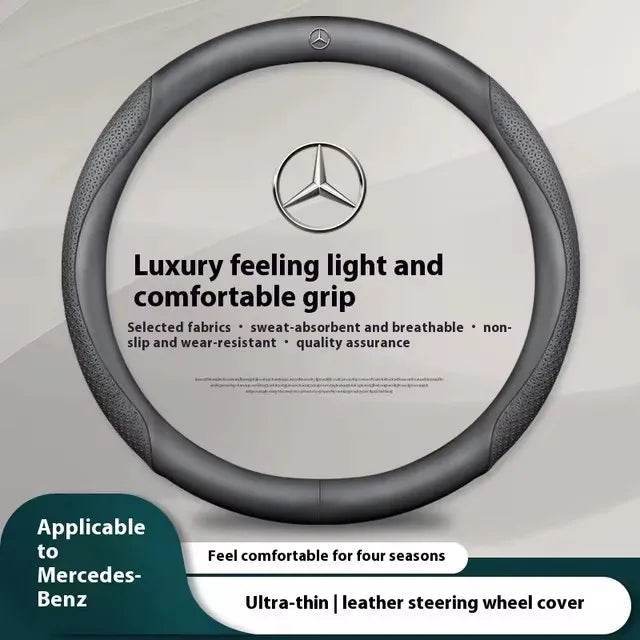 Mercedes Carbon Fiber Leather Steering Wheel Cover - O Black Leather