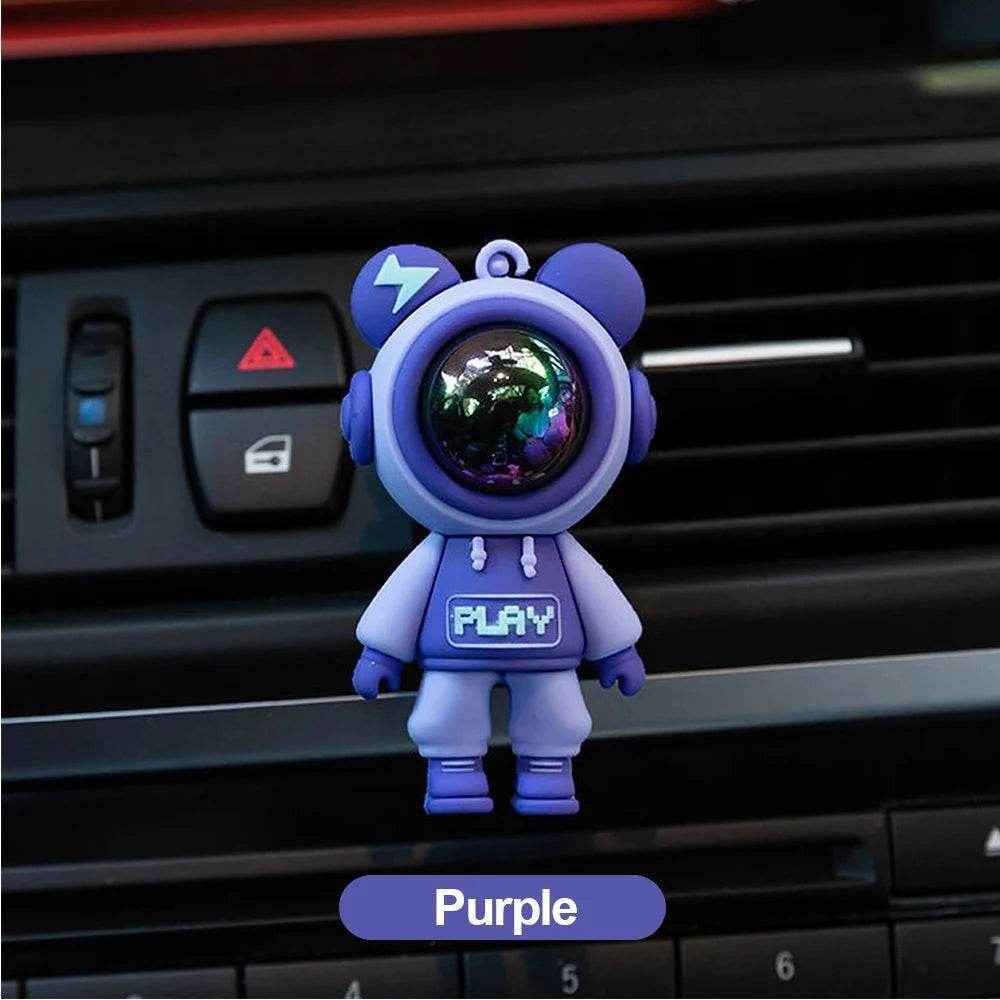Astronaut Car Air Vent Perfume Clip – Cartoon Air Freshener & Aromatherapy Interior Decoration - Red
