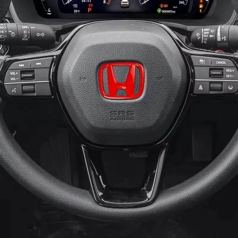 Honda 3D ABS Steering Wheel Emblem Sticker - Red