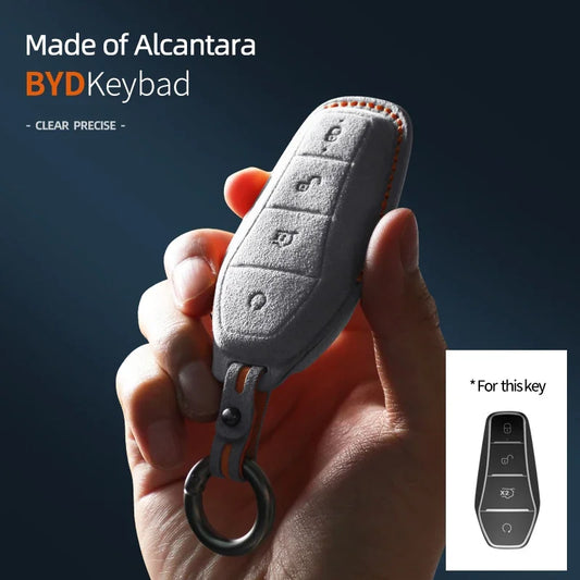 BYD Car Key Case Suede Leather Cover for Han EV Qin Song Atto 3