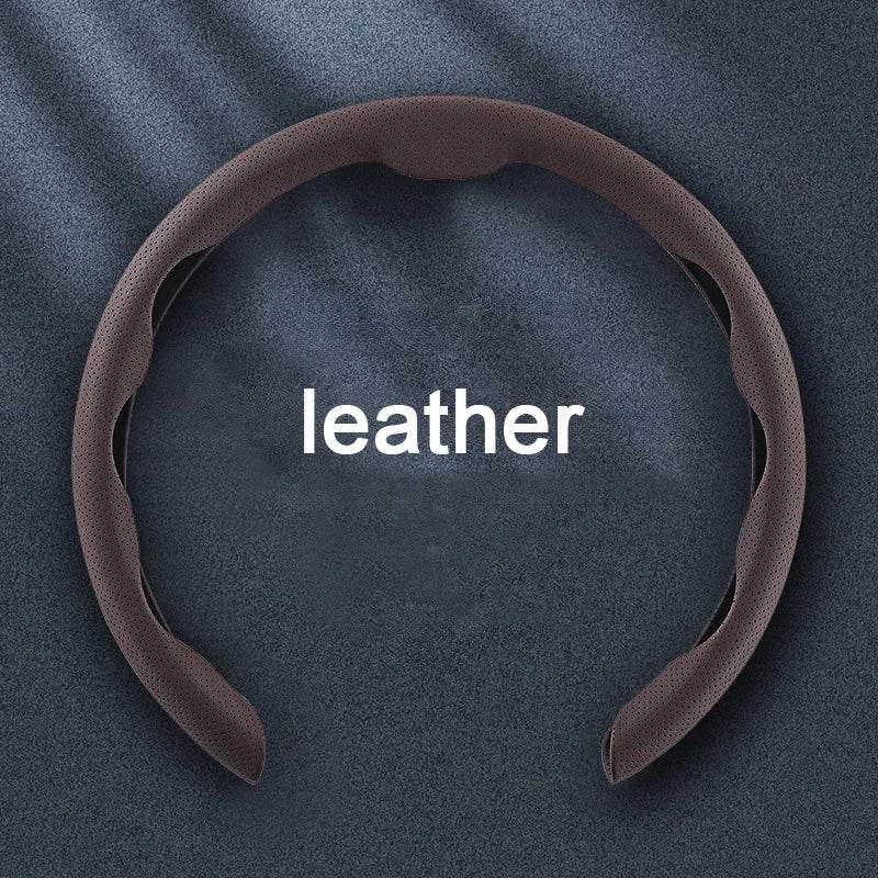 Premium Car Steering Wheel Cover – Universal 36-38cm - Coffee