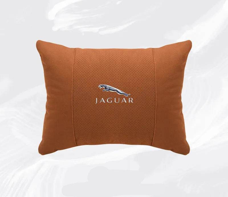 Breathable Suede Car Neck Pillow for Jaguar XE, XJ, XF, E-Pace, XJL & More - headrest 1pc black