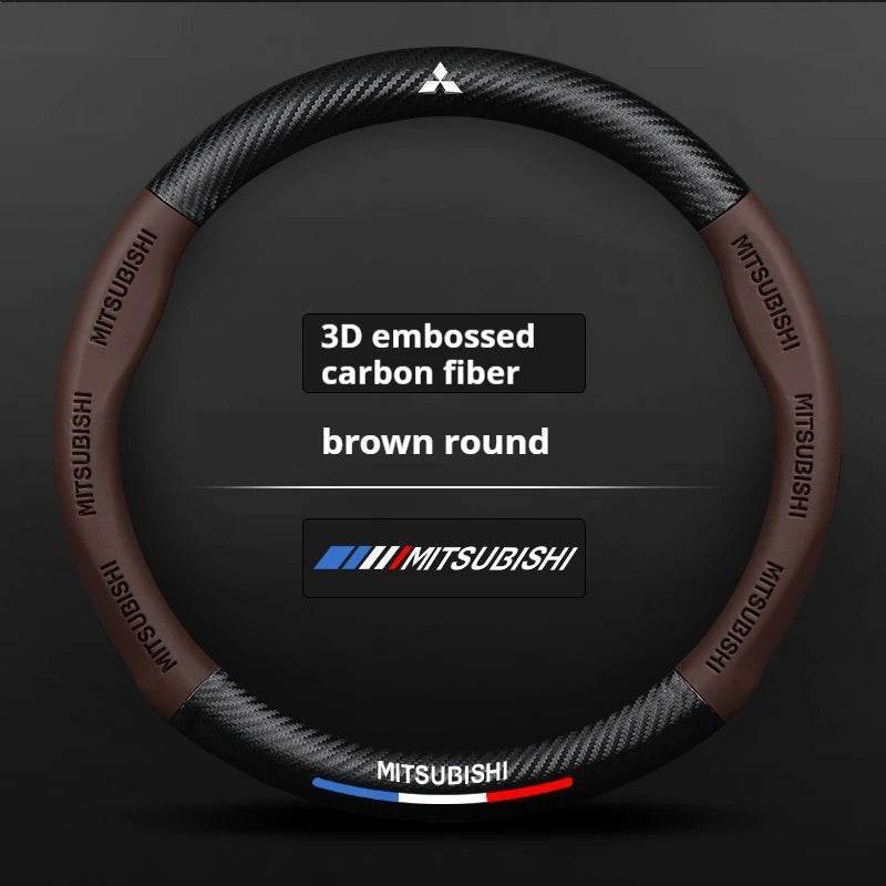 Mitsubishi Leather Steering Wheel Cover – Outlander, Pajero, ASX, Lancer EX, Evolution X, L200, Triton, RALLIART, Colt - Total Carbon