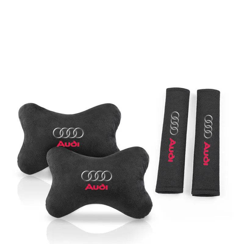 Audi Neck Pillow and Seat Belt Pad - Black