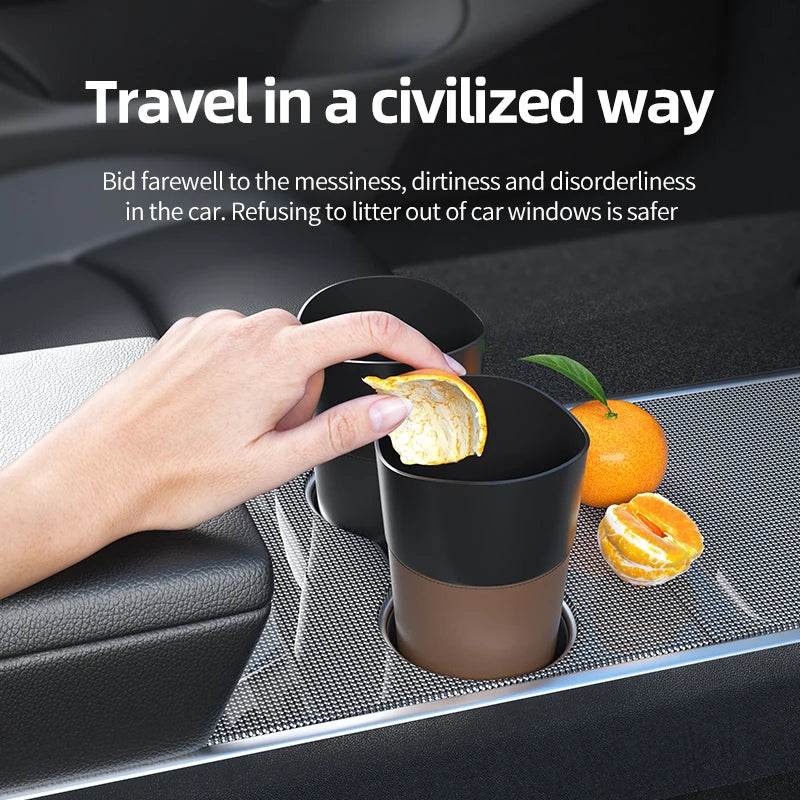 Mini Leather Car Trash Can – Waterproof Dust Bin & Storage Box, Colorful Design - Dark brown