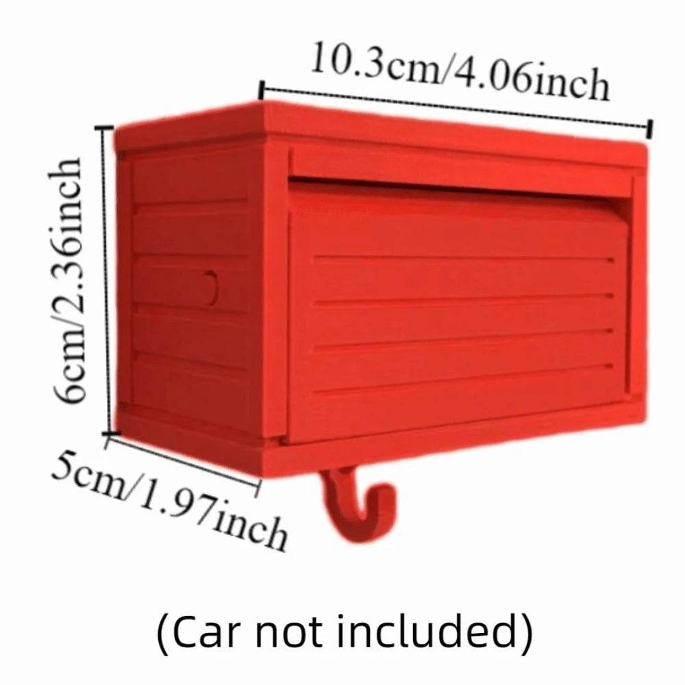 Car Garage Key Holder – Wall Mount Key Rack with Door - Brick Red