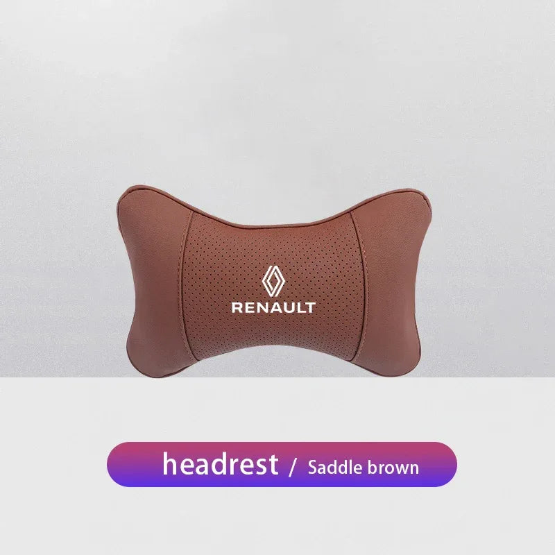 Renault Car Seat Headrest Neck Pillow - Saddle Brown-A
