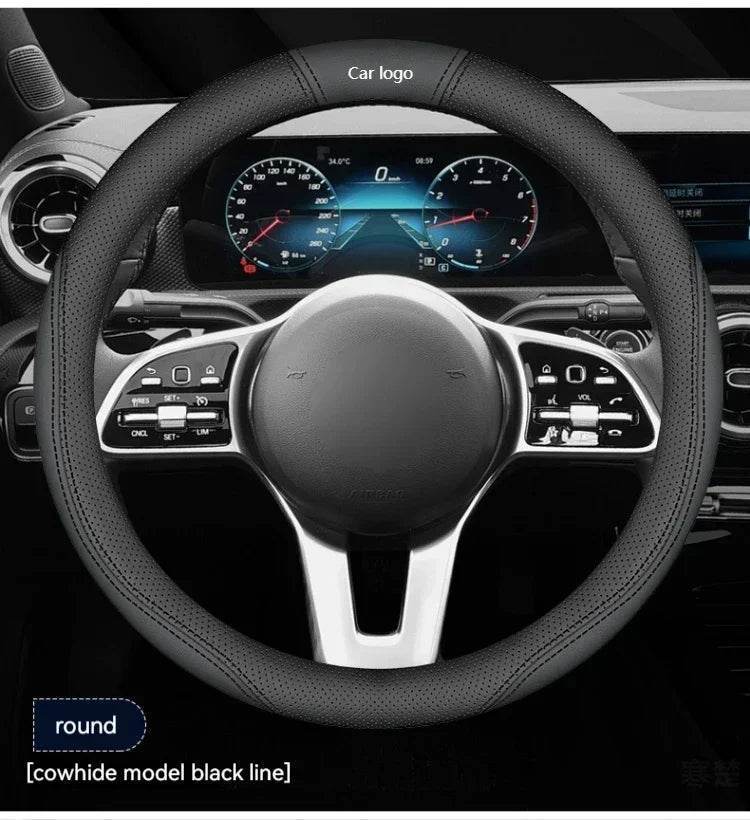 Changan Leather Steering Wheel Cover - D Style 2 black