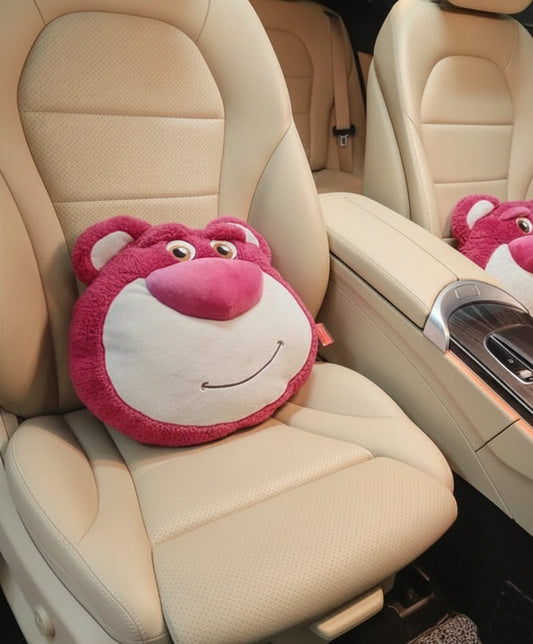 Strawberry Bear Car Headrest and Lumbar Pillow - Style A-Cushion