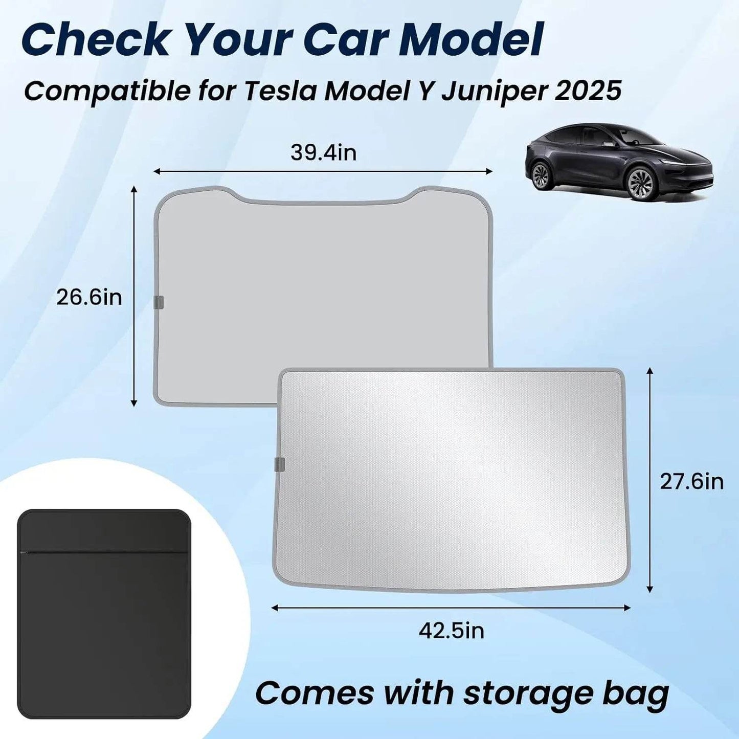 Tesla Model 3/Y Sunroof Sunshade (2020–2025) - Windshield M3 MY