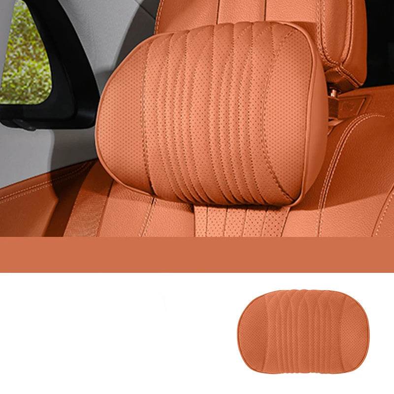 Mercedes-Benz E-Class C/GLC Seat Cushion with Headrest & Lumbar Support - Ocher Brown Headrest