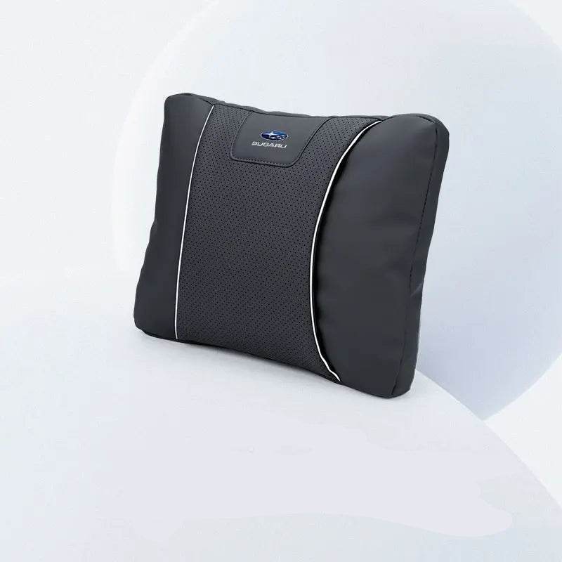 Subaru Leather Car Neck Pillow & Lumbar Support - lumbar black