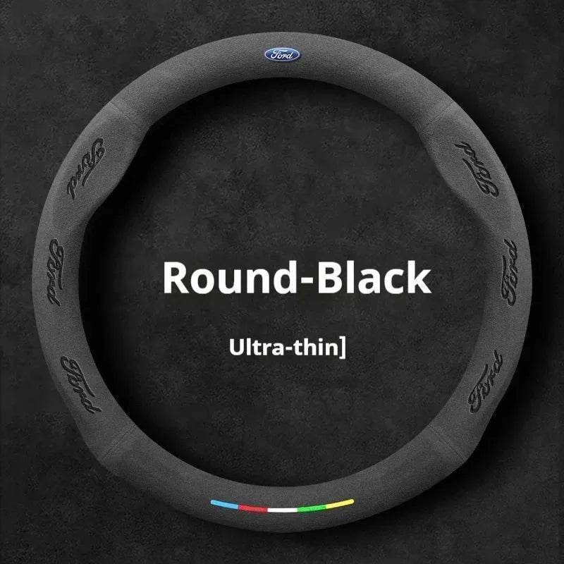 Ford Suede Steering Wheel Cover - O Black