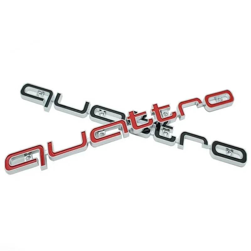 Audi Quattro Emblem | 3D ABS Front Grille Car Badge - Silver Black
