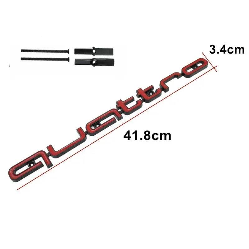 Audi Quattro Emblem | 3D ABS Front Grille Car Badge - Silver Black